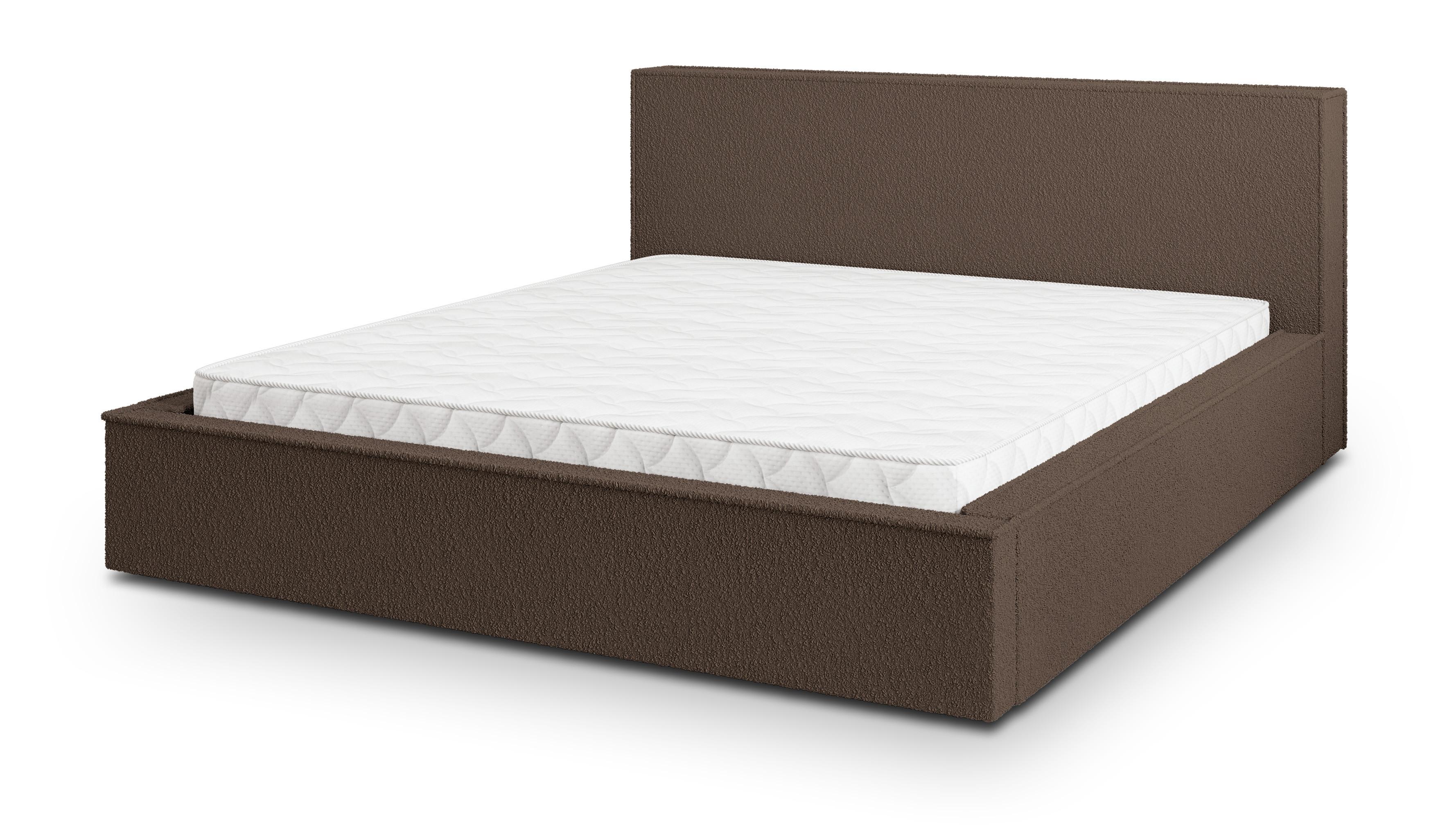 POLSTERBETT CELORA Q 120x200 cm mit Bettkästen - Braun - Braun, Holz/Textil - MASSENO