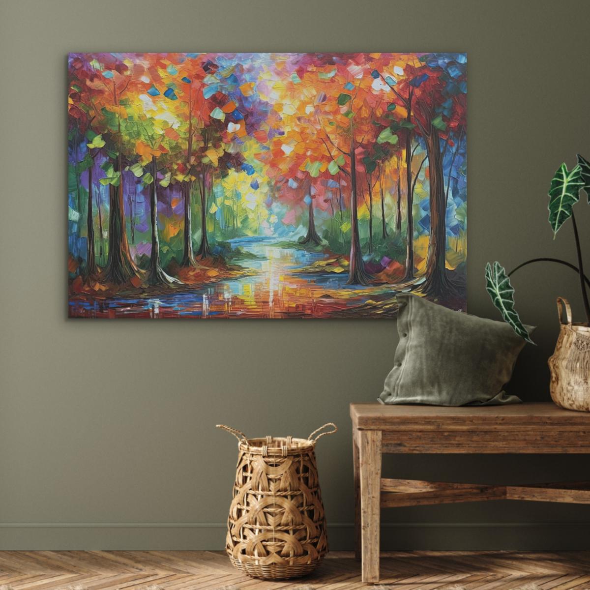 AKUSTIKBILD Landschaft - Wald - Farben - Natur Akustikpaneele 90x60 cm - Multicolor, Kunststoff (90/60/0.9cm) - MuchoWow