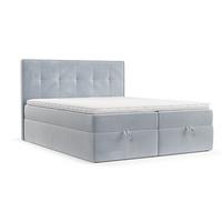 BOXBETT Tivra 160/200 cm Hellgrau im Paros Stoff - Hellgrau/Schwarz, Holz/Holzwerkstoff (160/200cm) - AltaBeds