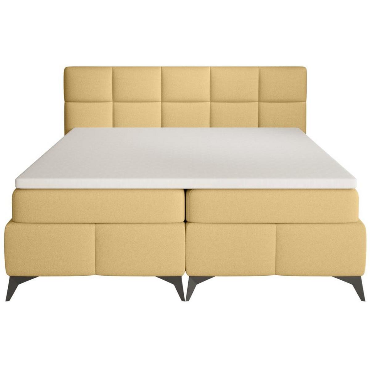 BOXBETT Solido mit Bettkasten 180x200 cm gelb - Gelb/Schwarz, Textil/Metall (180/200cm) - Beautysofa