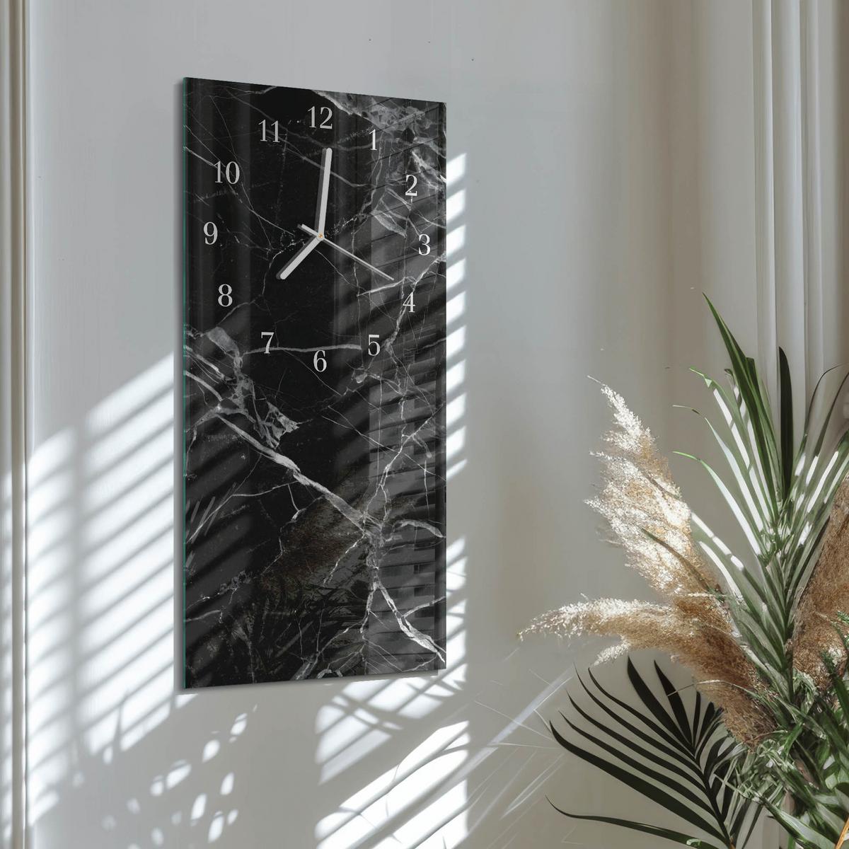 WANDUHR aus Glas 30x60 cm - Graphit - Schwarz, Glas (30/60/0.4cm) - TULUP