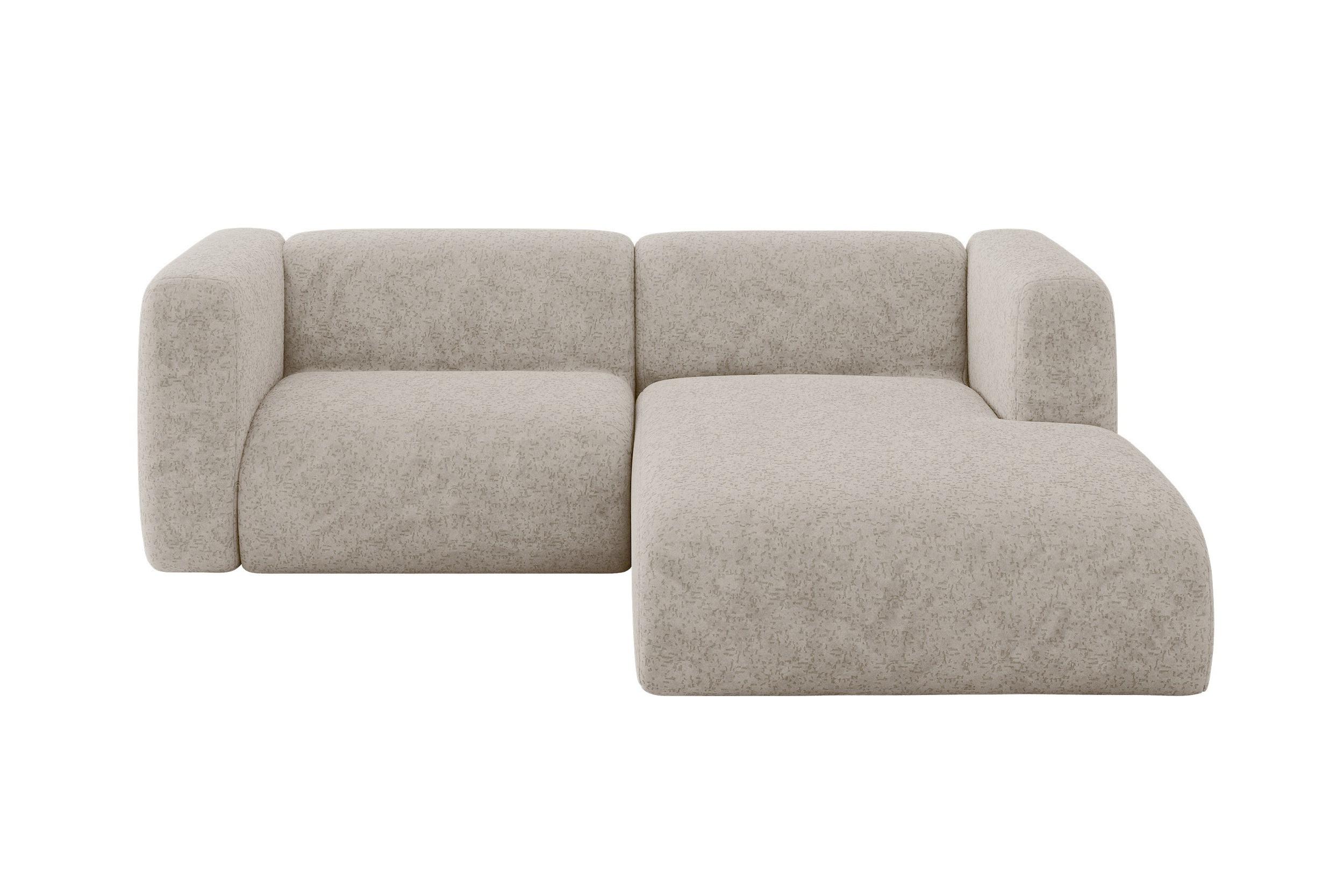 ECKSOFA Ottomane Rechts MIRA-L1 227x179x89 Beige Velours - Beige/Schwarz, Holzwerkstoff/Kunststoff (227/179cm) - ALTDECOR