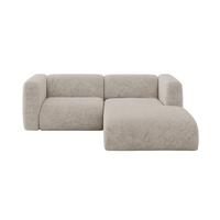 ECKSOFA Ottomane Rechts MIRA-L1 227x179x89 Beige Velours - Beige/Schwarz, Holzwerkstoff/Kunststoff (227/179cm) - ALTDECOR