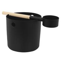 SAUNA ZUBEHÖR SET 2 tlg Aufgusseimer Saunakelle aus Aluminium Schwarz Saunaaufguss Set - Schwarz, Metall (24.3/22.5/24.3cm) - LuxeBath