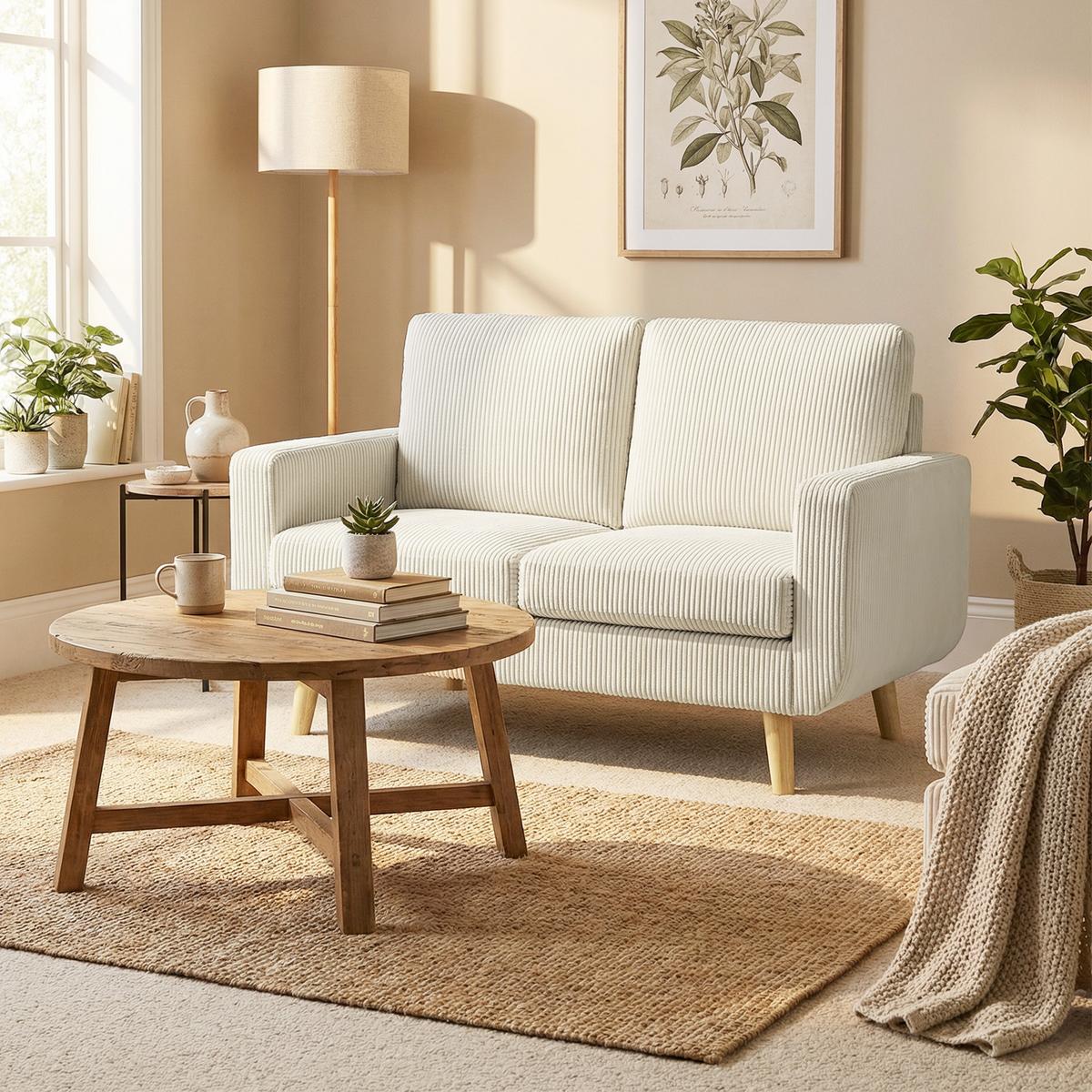 SOFA Nythiv 134/74/84cm - Creme, Textil (74/84/134cm) - ZMH