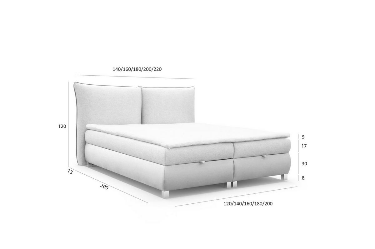 BOXBETT Valentin In Neve - Beige, Holzwerkstoff/Textil (180/200cm) - Fun Möbel