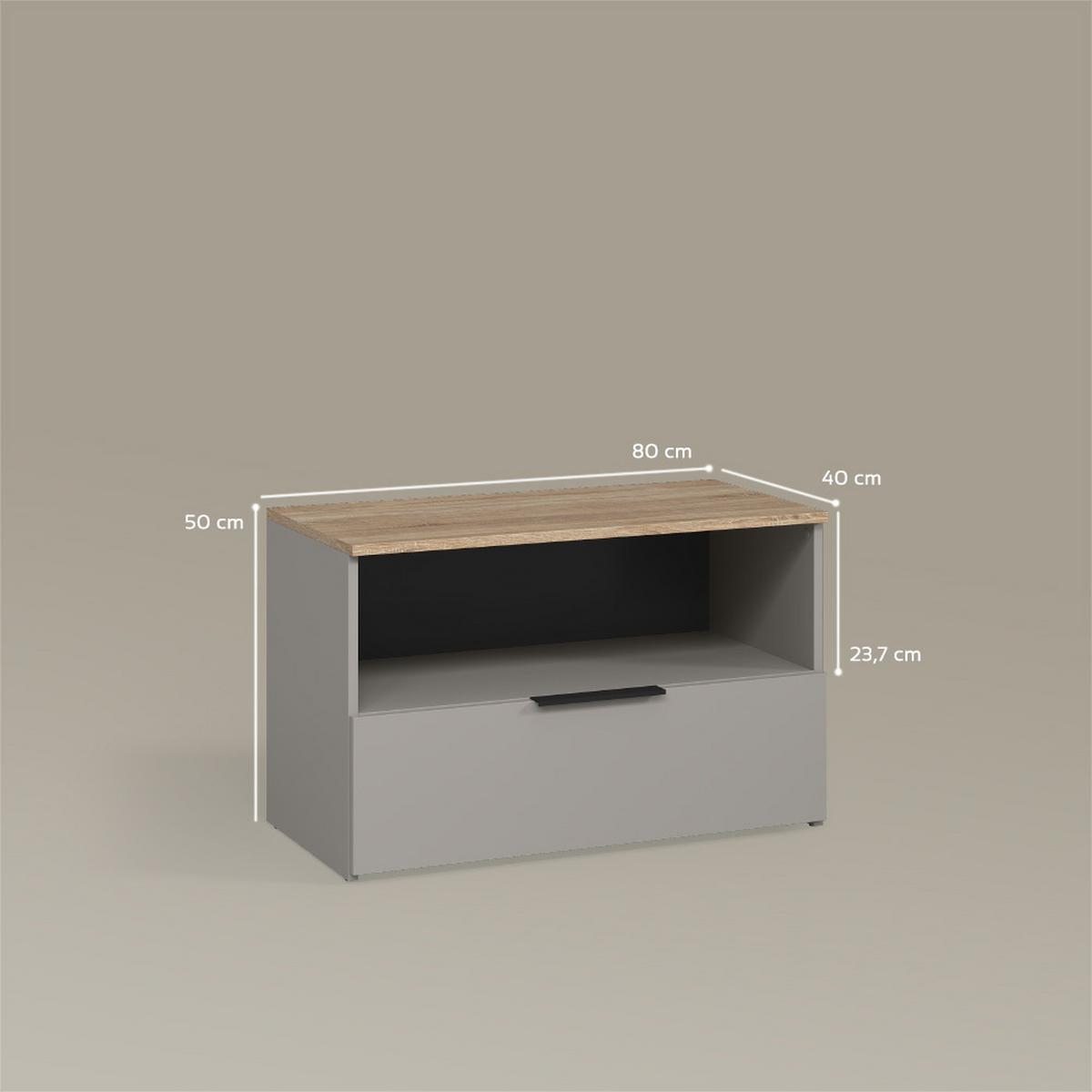 KOMMODE Piave Greige mit 1 geschlossenem Fach - Greige, Holzwerkstoff (80/50/40cm) - Livinity®