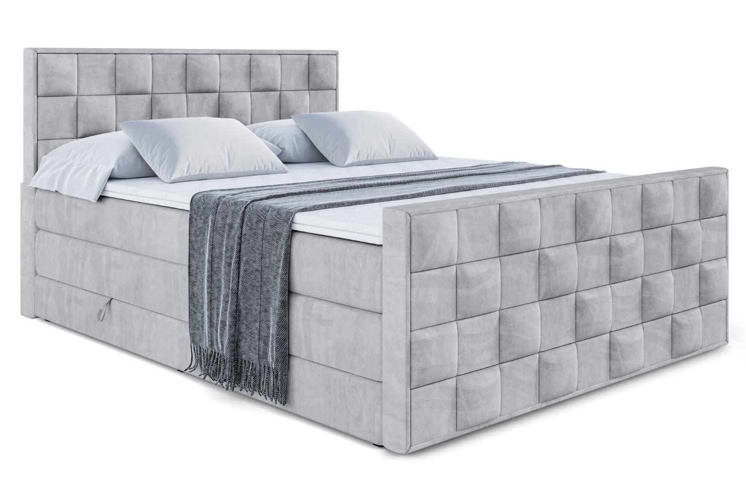BOXSPRINGBETT ZAFIRA KING - 200 x 200 - H3/H4 - Hellgrau - Hellgrau, Holzwerkstoff (200/200cm) - ALTDECOR