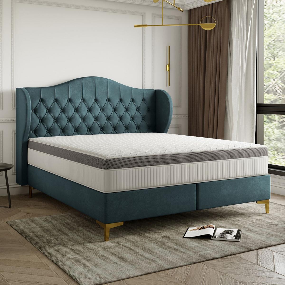POLSTERBETT Pelagio In Whisper - Blaugrau, Holzwerkstoff/Textil (180/200cm) - Fun Möbel