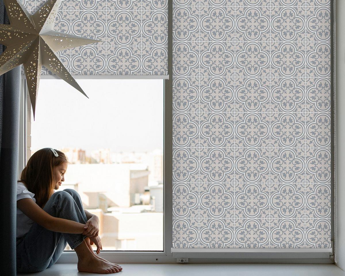 INNENROLLO - Fensterrollo - Rollo - 70x140 cm - Portugiesische Fliesen - Grau, Kunststoff (70/140/0.5cm) - TULUP