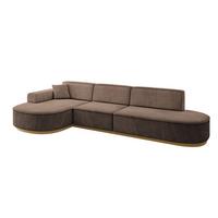 ECKSOFA Ottomane Links MARI-L2-v2 - 328x171x83 cm Braun Velours - Braun, Holzwerkstoff/Textil (328/171cm) - ALTDECOR