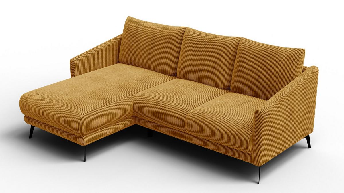 ECKSOFA VILT 3-Sitzer, safran - Gelb/Schwarz, Holzwerkstoff/Textil (221/156cm) - Wozimo