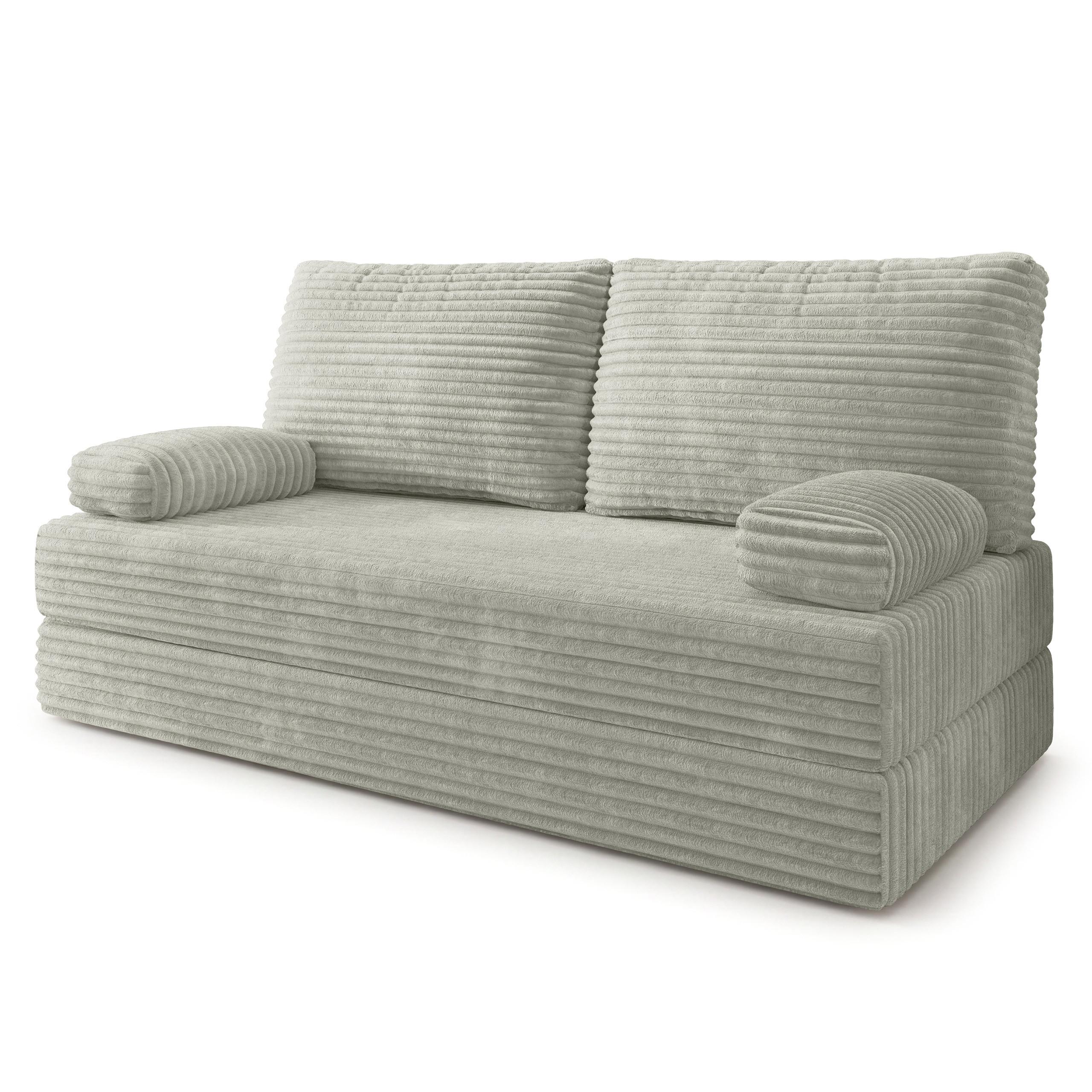BETTSOFA SILAR aus Schaumstoff Kordstoff Hellgrau Schlaffunktion - Hellgrau, Textil (170/86/80cm) - MASSENO