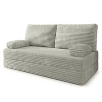 BETTSOFA SILAR aus Schaumstoff Kordstoff Hellgrau Schlaffunktion - Hellgrau, Textil (170/86/80cm) - MASSENO
