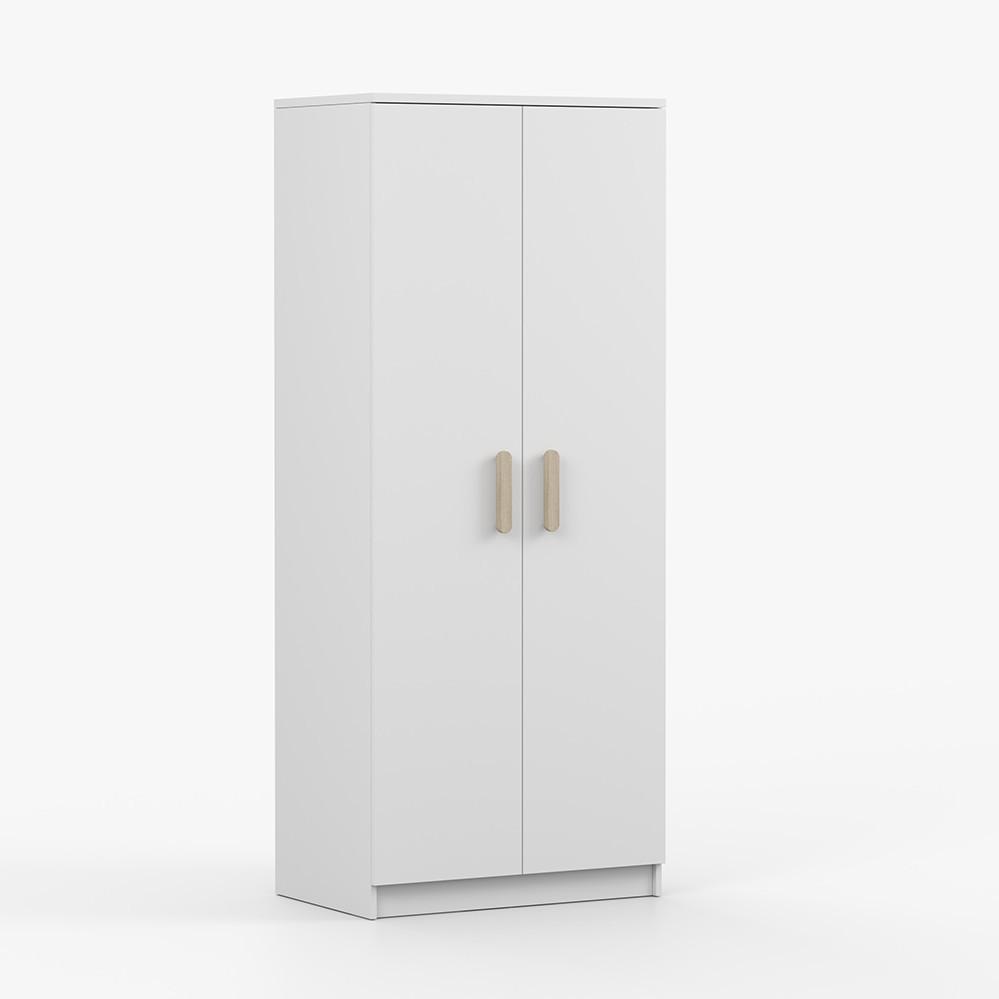 DREHTÜRENSCHRANK 80/192/50 cm 2-türig Jonas I 06 Weiß/Weiß + sonomaeichefarbene Griffe - Weiß/Sonoma Eiche, Holz/Holzwerkstoff (80/192/50cm) - imoebel24