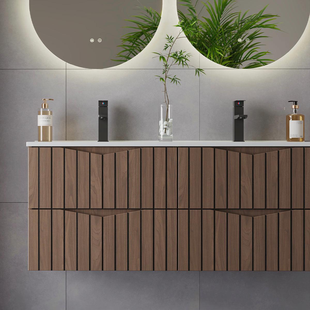 DOPPELWASCHTISCH 120cm Siena Holz und Schwarz - Braun, Holzwerkstoff (120/50/45.8cm) - Petits-meubles