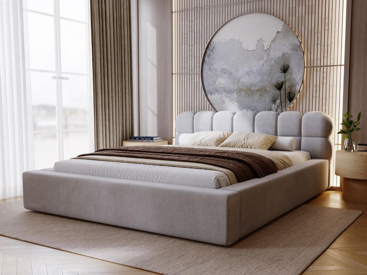POLSTERBETT Plaza 140x200 Grau - Naturfarben/Grau, Holz/Kunststoff (140/200cm) - Graingold