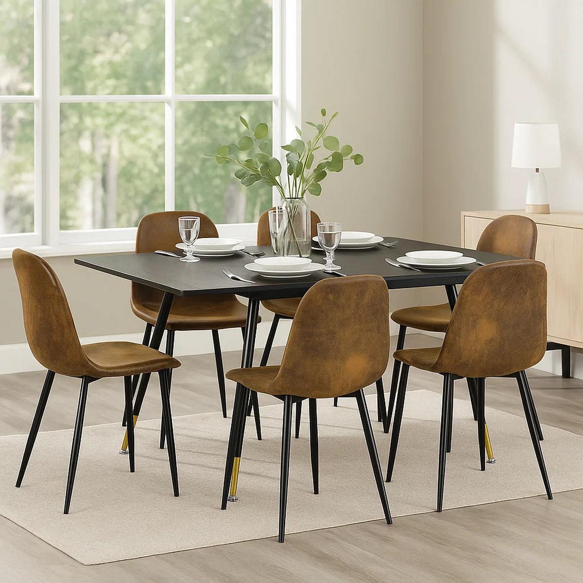 ESSTISCH SET mit ausziehbarem Tisch und 4 bequemen Stühlen - Braun, Holzwerkstoff/Metall (80/75/160cm) - Urban Meuble