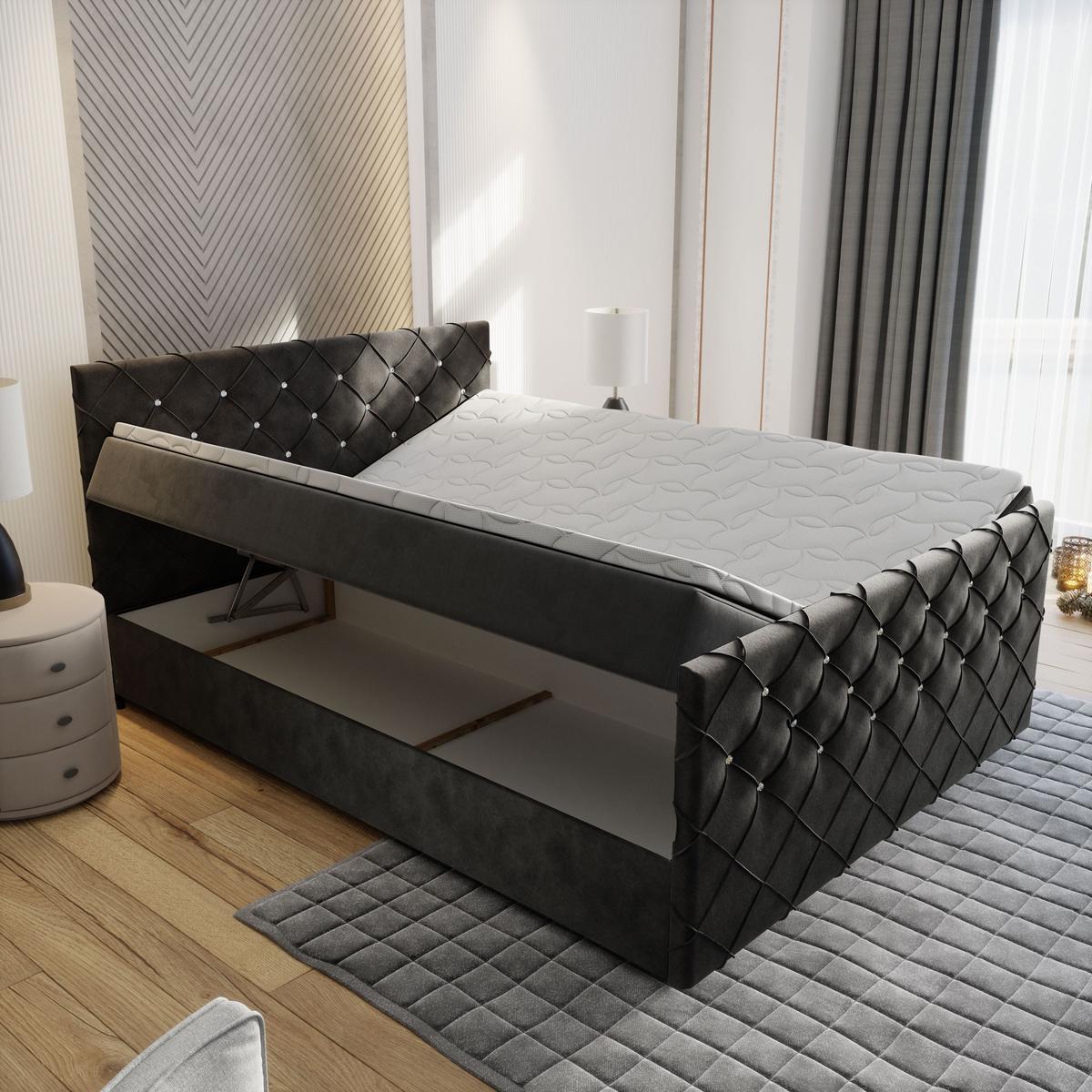 BOXBETT MANDI 140x200 cm mit Matratze und Topper - Grün - Grün, Holz (140/200cm) - MASSENO