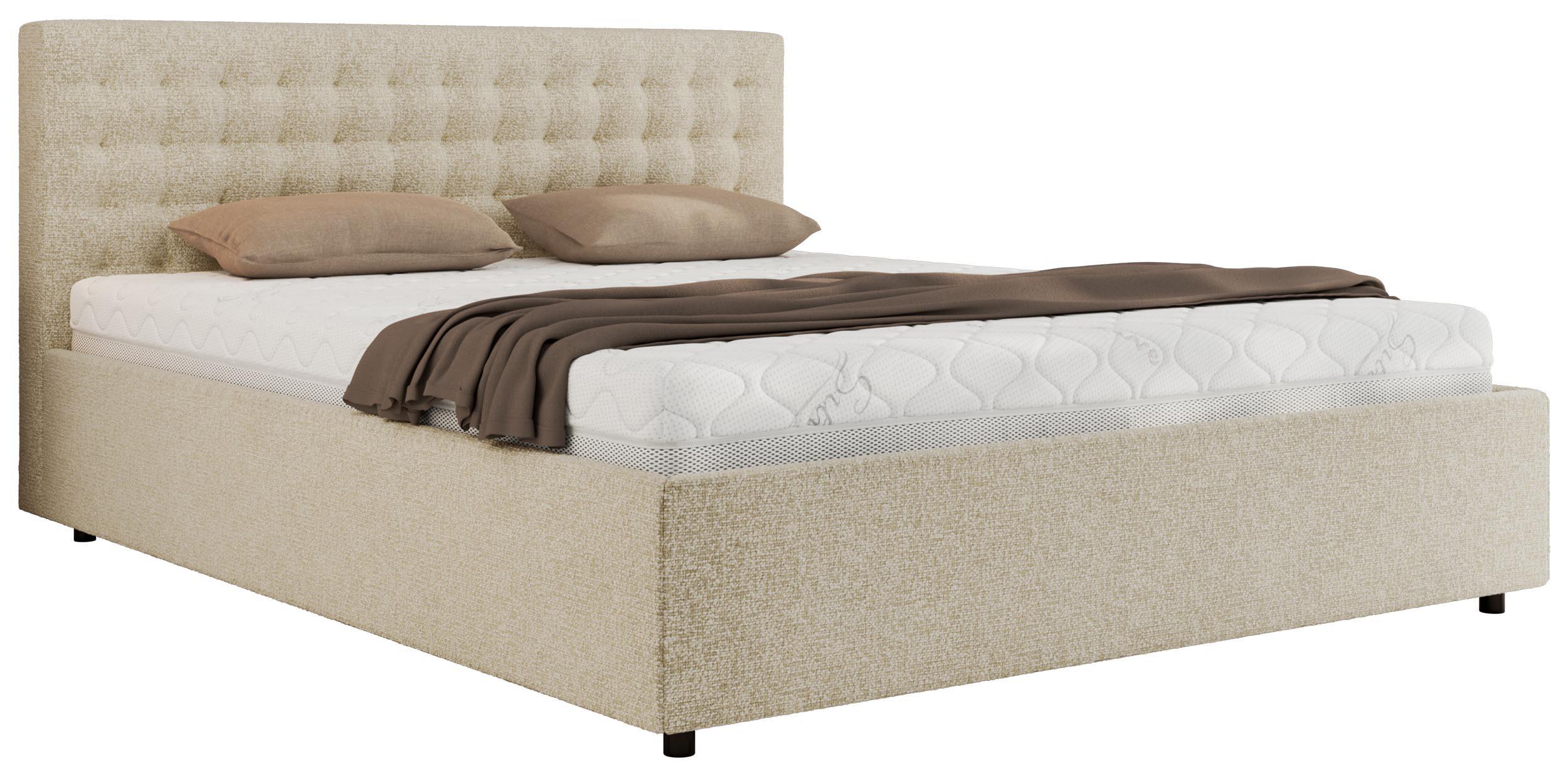 POLSTERBETT PAVO CLASSIC 160/200 - Creme Strukture - ohne Matratze - Creme, Textil (160/200cm) - MKS