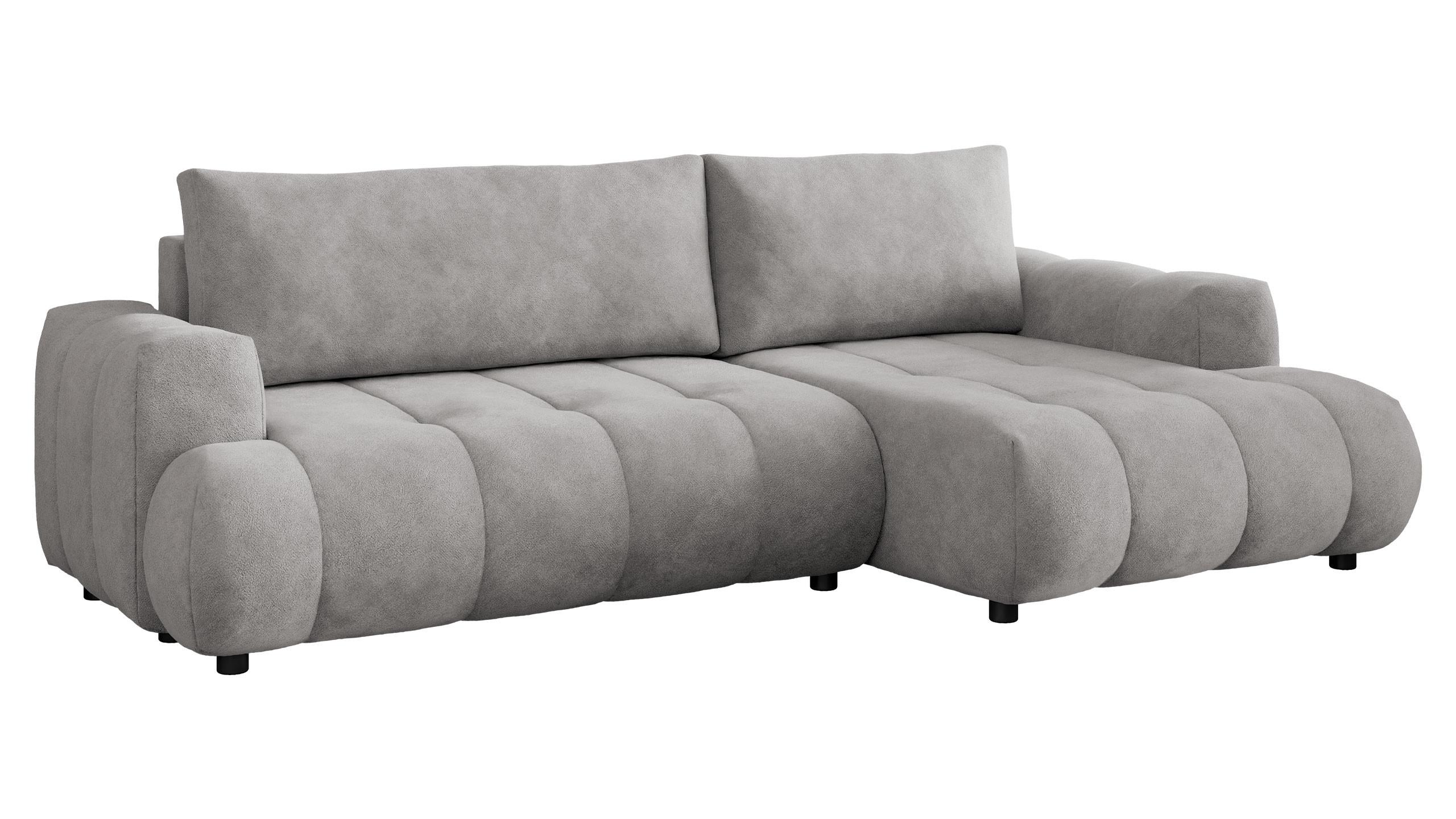 ECKSOFA Haiti, Seite: Rechts 2R+LC - Hellgrau/Schwarz, Holz/Textil (276/156cm) - MIRJAN24