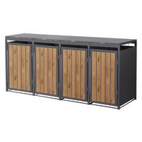 MÜLLTONNENBOX 4er 240L 260x80x120 cm Anthrazit-Eiche hell aus Stahl - Hellbraun, Metall (80/120/260cm) - ML-DESIGN
