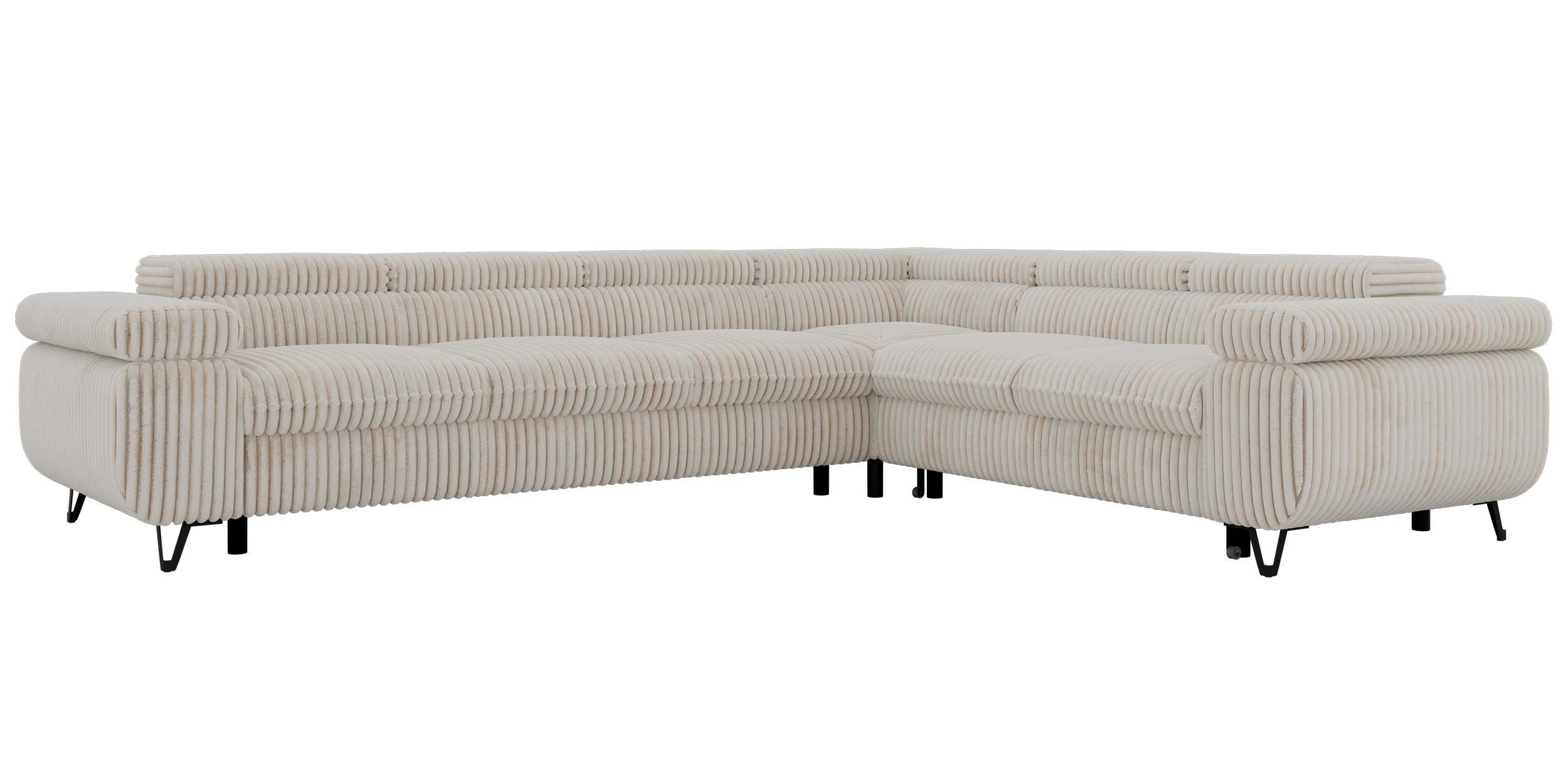 ECKSOFA NORDEN L - Beige Cord - Links Seite - Beige/Creme, Textil/Metall (269/329cm) - MKS
