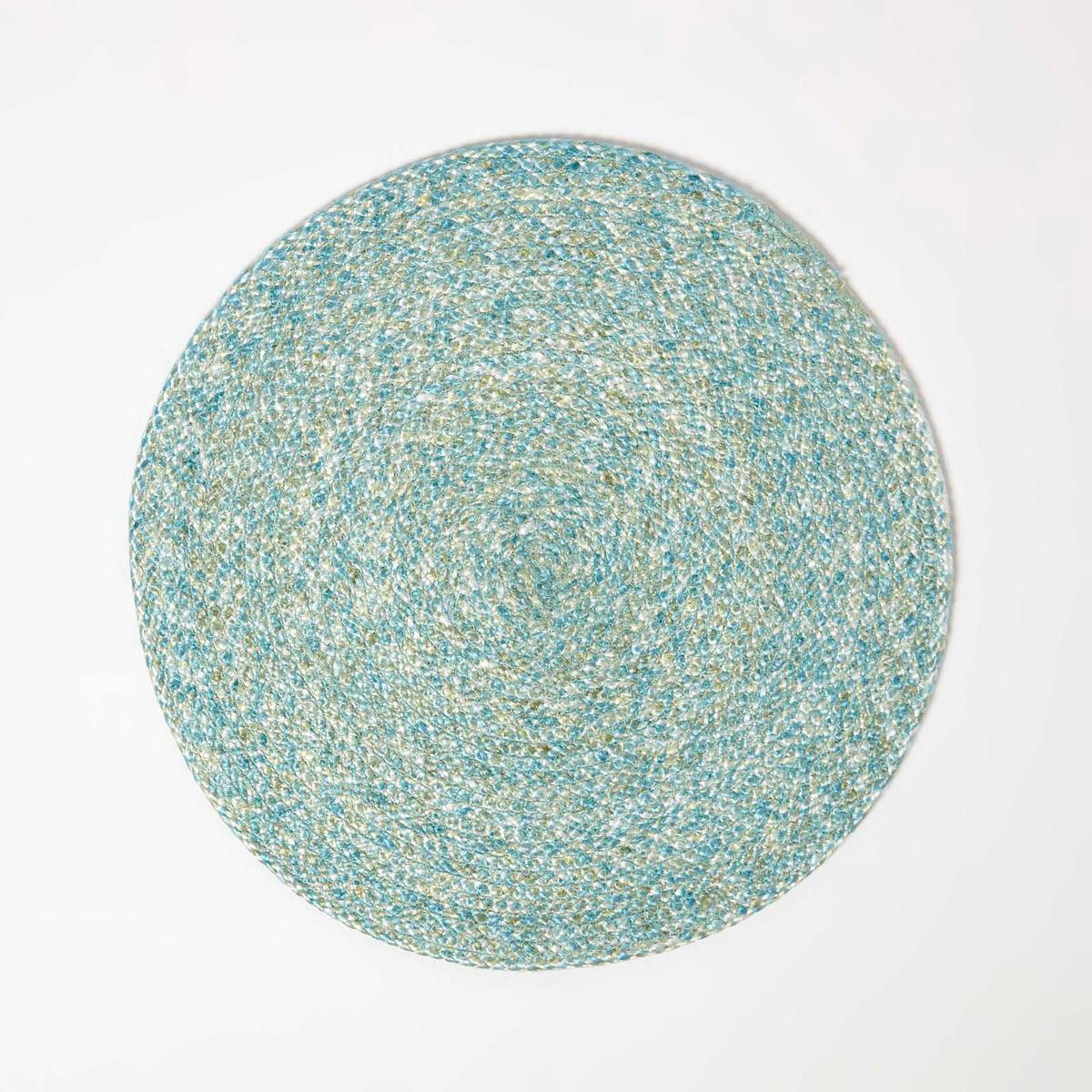 TISCHSET grün im 4er-Set, Platzsets rund geflochten, 40 cm - Grün, Textil (40/40cm) - Homescapes
