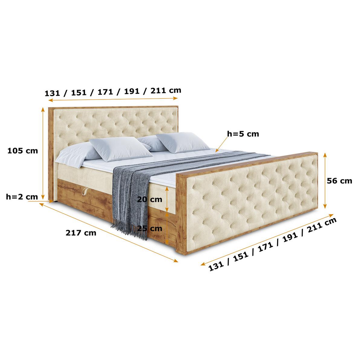 BOXBETT mit Matratze H3 und Lattenrost - LOLLI3-Z - 140x200 - Beige Monolith - Beige, Holzwerkstoff (140/200cm) - ALTDECOR
