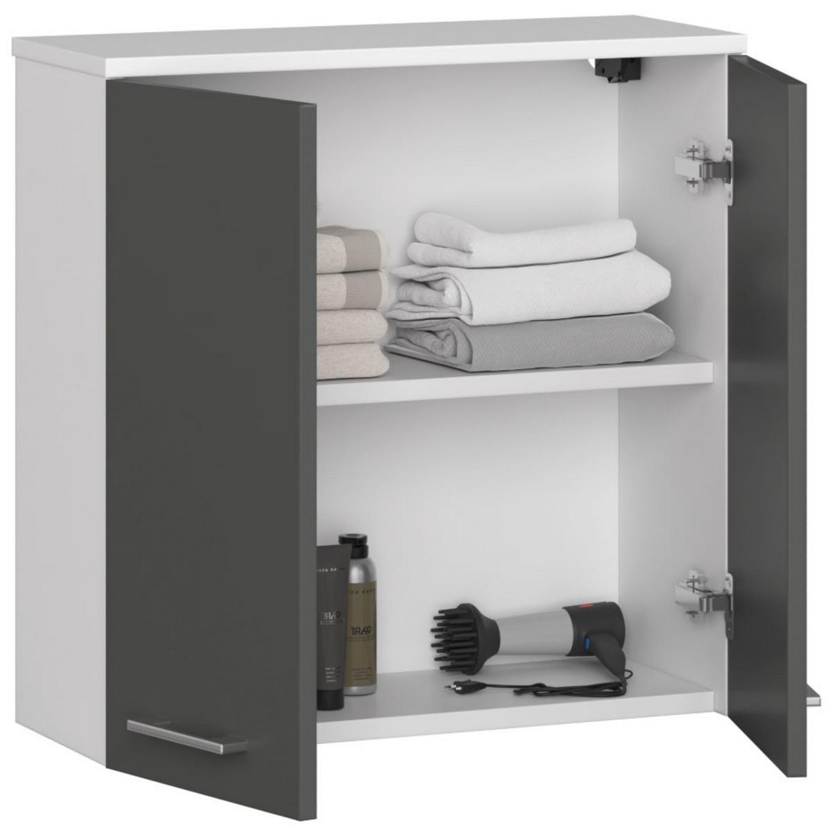 BADKOMMODE Weiß, Graphit Grau 60/60/22,5 - Weiß/Grau, Holzwerkstoff (60/60/23cm) - RAUMHIRSCH FURNITURE