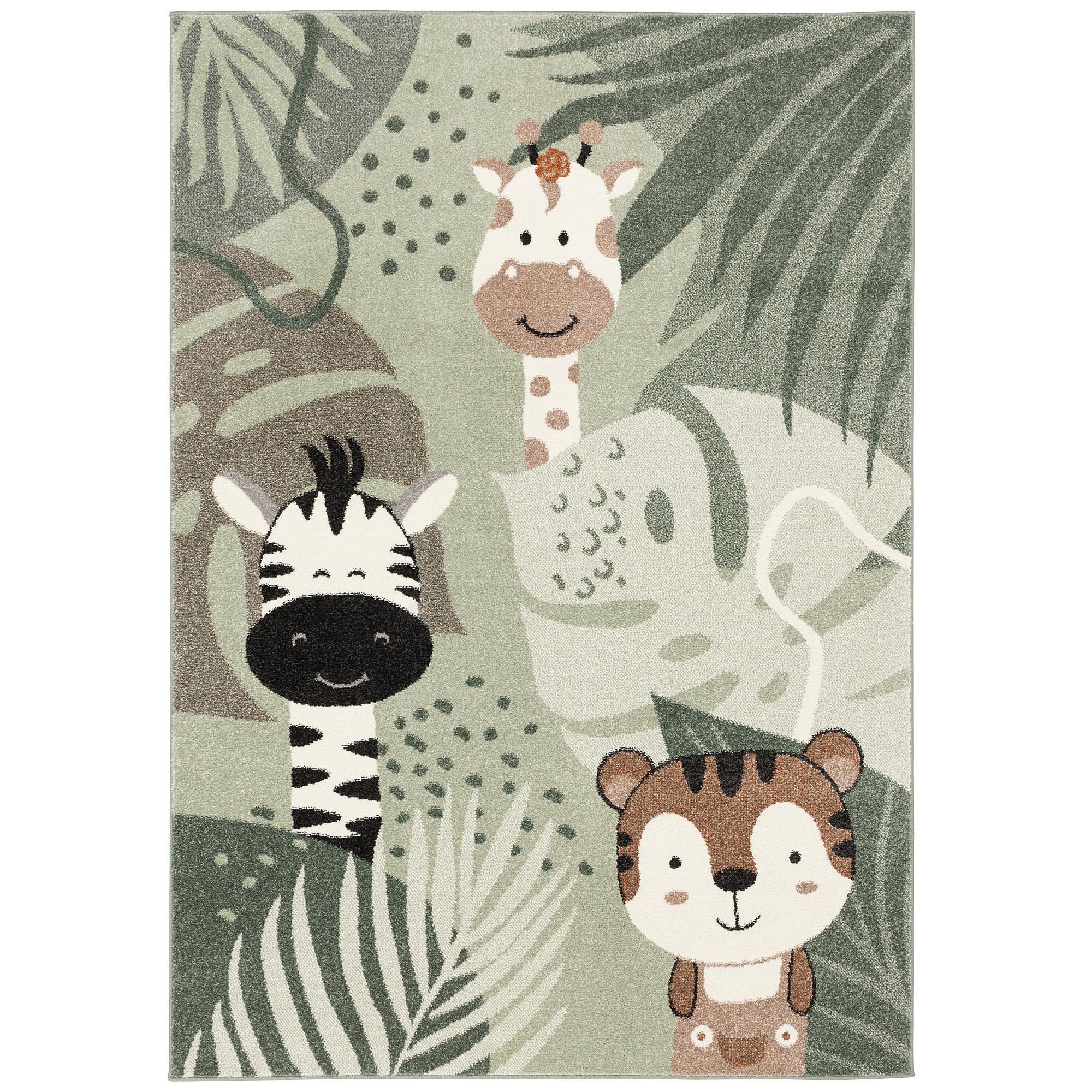 KINDER TEPPICH SOFTSTAR KIDS SAFARI FRIENDS - Grün, Textil (120/170cm) - Pergamon