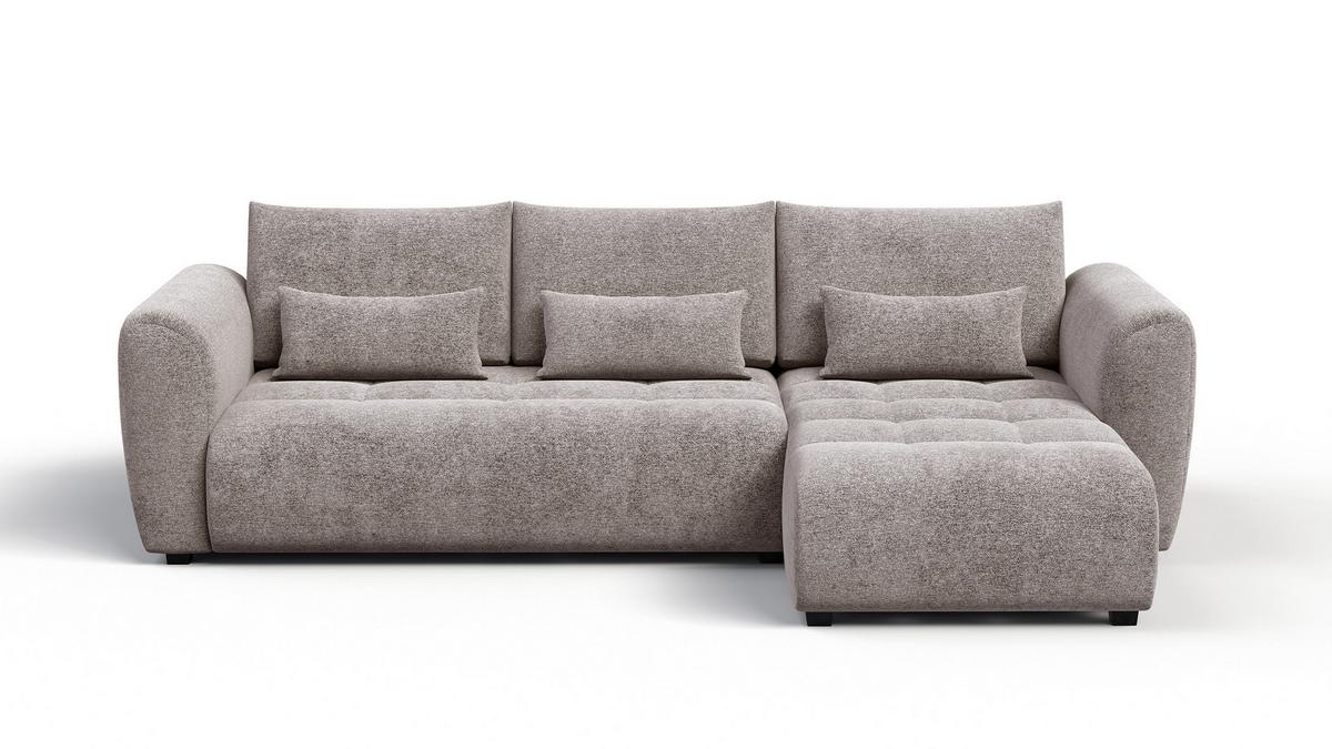 ECKSOFA SORENO 4-Sitzer, dunkelbeige - Beige/Schwarz, Holz/Textil (293/171cm) - Wozimo