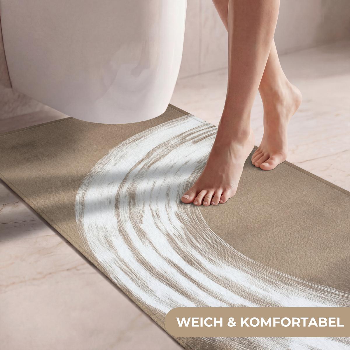 WC-VORLEGER Farbe - Braun - Japandi Toilettenvorleger 60x120 cm - Mokka, Textil (60/1cm) - OnlyWow