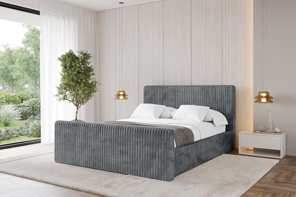 POLSTERBETT mit Bettkasten, Fußteil und Lattenrost, Boxbett mit Matratze H3/H4 - ALOVA-Z-V1 120x200 Dunkelgrau - Dunkelgrau, Holzwerkstoff/Textil (120/200cm) - ALTDECOR