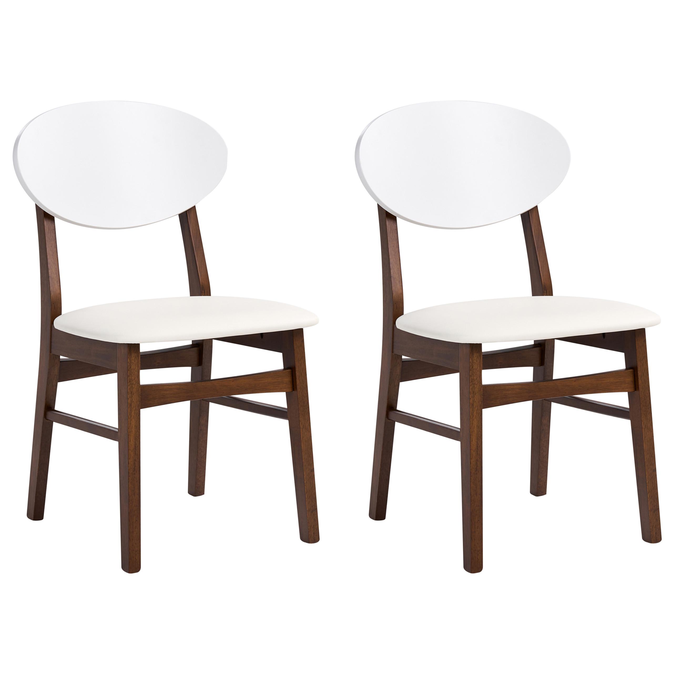 ESSZIMMERSTUHL 2er-Set Holz Cremeweiß/Braun Amery - Weiß, Holz (45/80/50cm) - Beliani