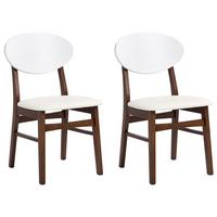 ESSZIMMERSTUHL 2er-Set Holz Cremeweiß/Braun Amery - Weiß, Holz (45/80/50cm) - Beliani