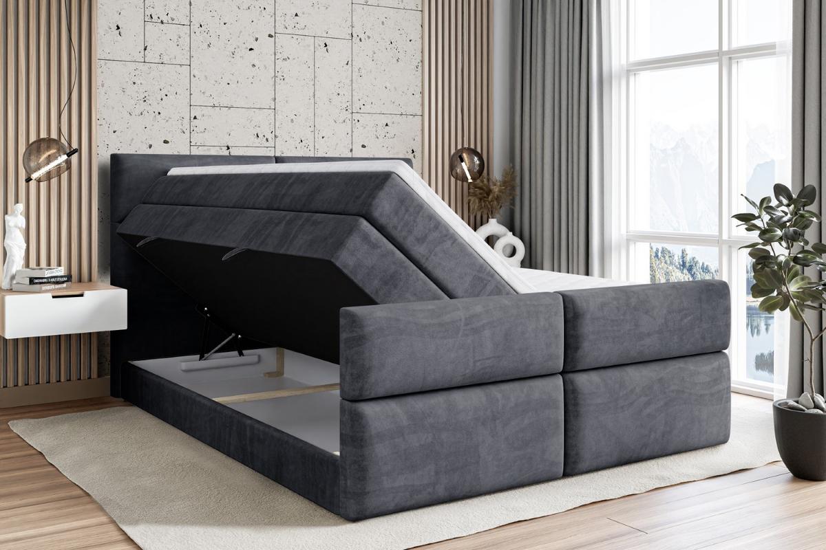 BOXSPRINGBETT BOXI3-Z KING - 140x200 - H3/H4 - Dunkelgrau - Dunkelgrau, Holzwerkstoff (140/200cm) - ALTDECOR