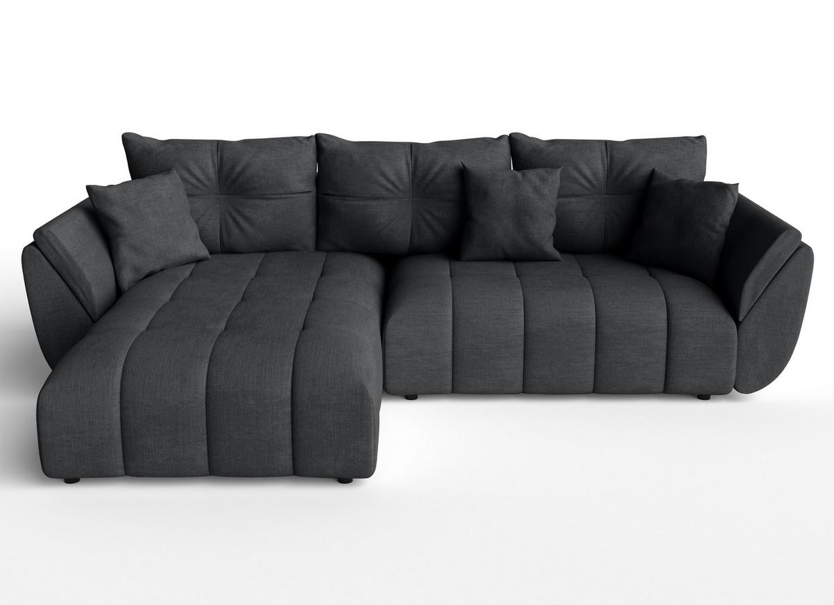 ECKSOFA L Form Verciani Dunkelgrau 280/190/91 cm mit Schlaffunktion - Dunkelgrau/Schwarz, Kunststoff/Textil (280/190cm) - AX Living