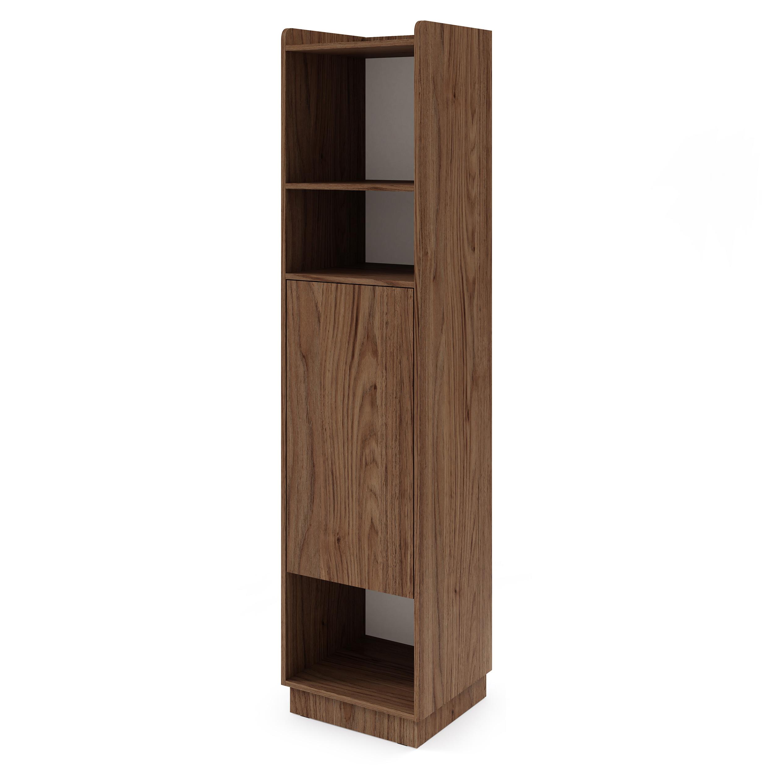 BÜCHERREGAL Positivo mit 1 Tür, 45 cm, Alba-Nuss + Kaschmir - Nussbaumfarben, Holzwerkstoff (45/195/42cm) - Beautysofa
