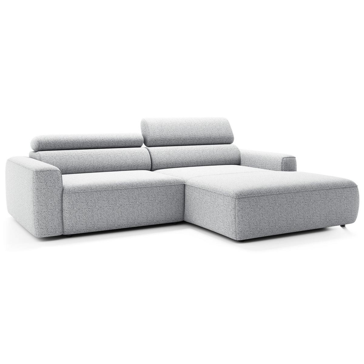 ECKSOFA Fando mit Schlaffunktion, L-Form, 4-Sitzer 252 cm, rechts Flechtstoff Hellgrau - Hellgrau/Schwarz, Holz/Kunststoff (182/252cm) - Selsey