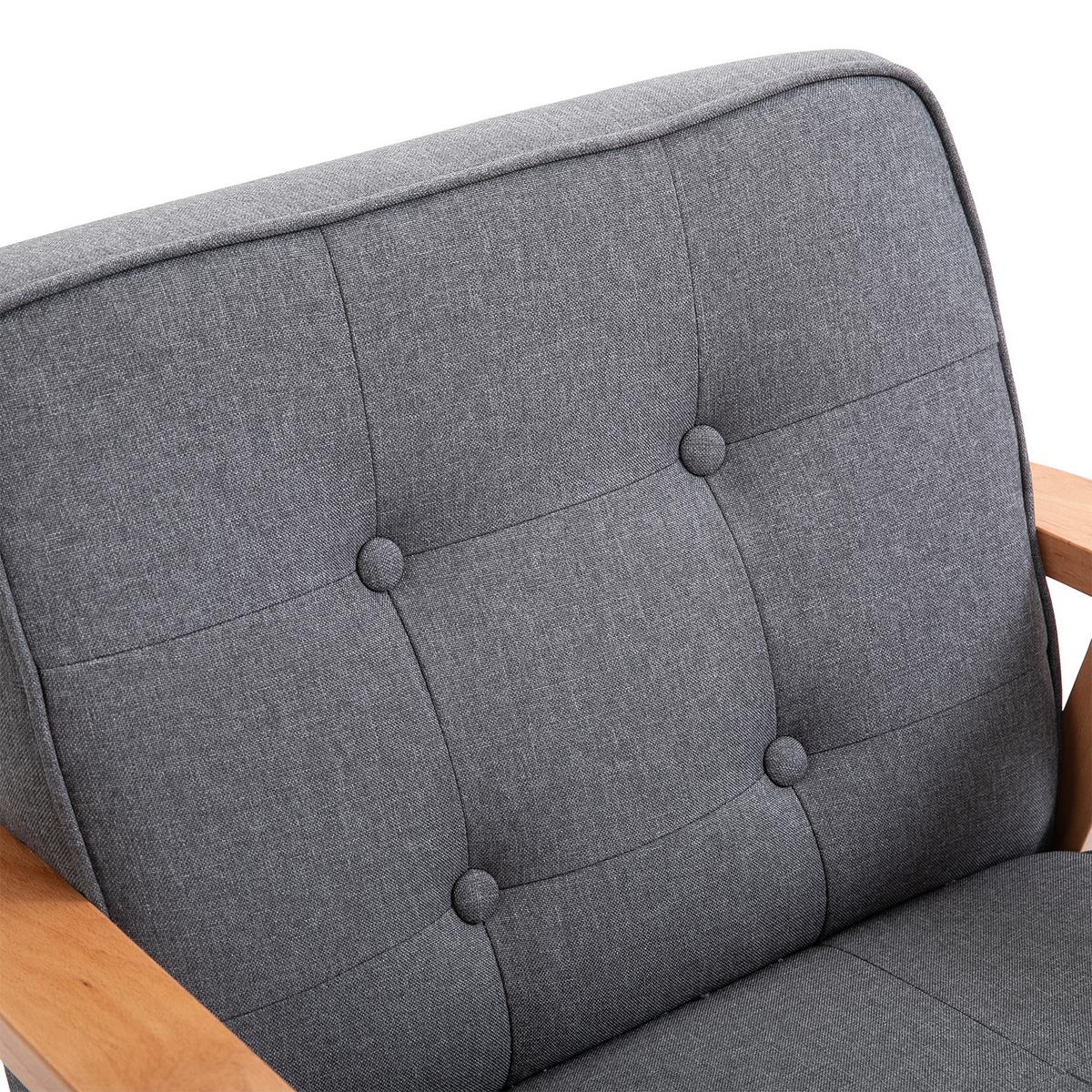 EINZELSESSEL, Loungesessel, Leinen, Grau - Grau, Holz/Kunststoff (70/74/64.5cm) - HOMCOM