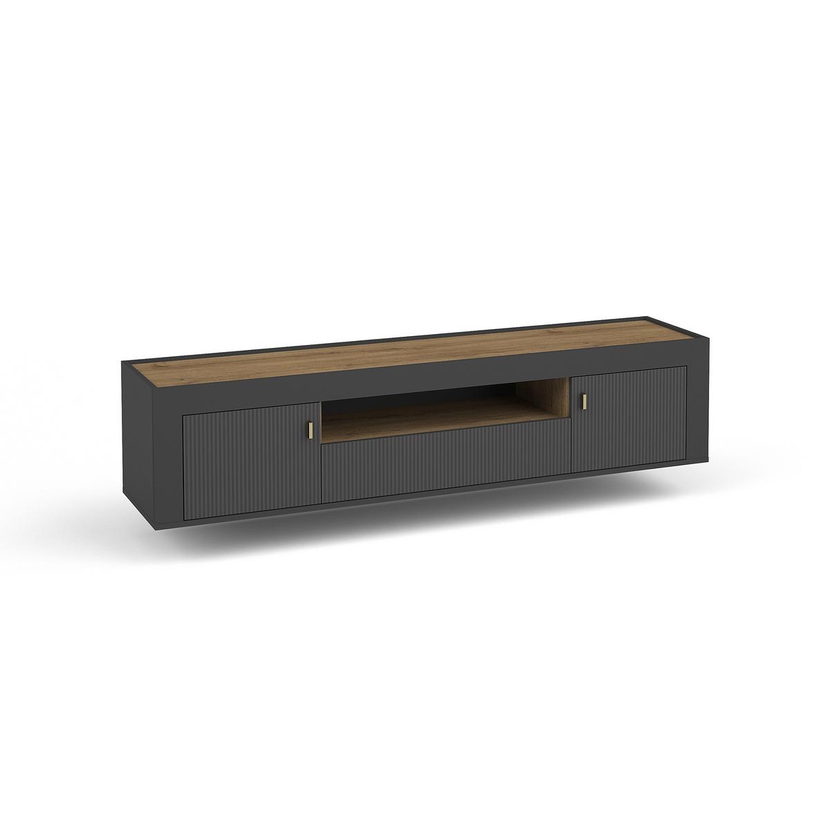 LOWBOARD Monta mit 2 Türen und 1 Schublade, Schwarz - Schwarz, Holzwerkstoff (177/52/40cm) - Beautysofa
