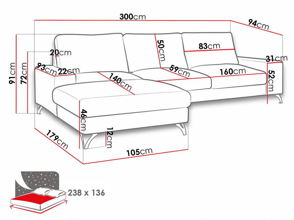 ECKSOFA Flavio, Seite: Rechts - L4+L2F+R1F - Beige/Schwarz, Holz/Textil (300/179cm) - MIRJAN24