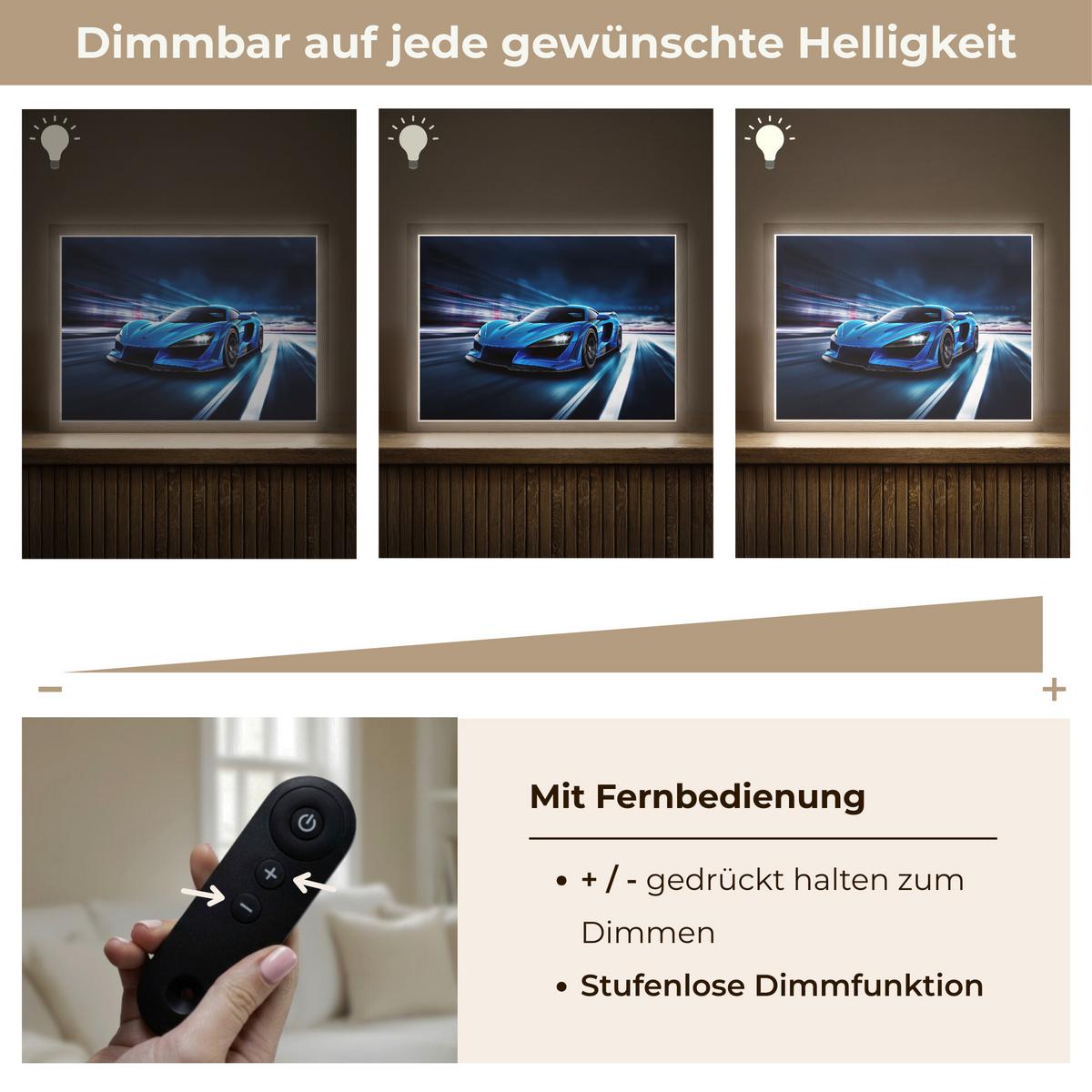 NACHTTISCHLAMPE MIT AKKU Auto - Blau - Jungen - Kind 40x30 cm - Blau, Holzwerkstoff (8/40/30cm) - OnlyWow