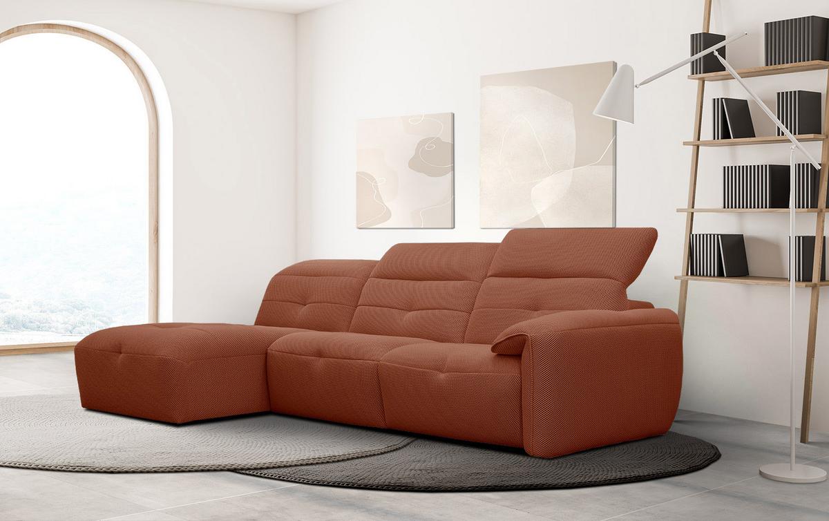 ECKSOFA TRENTO 4-Sitzer, dunkelorange - Dunkelorange/Schwarz, Holzwerkstoff/Kunststoff (165/262cm) - Wozimo