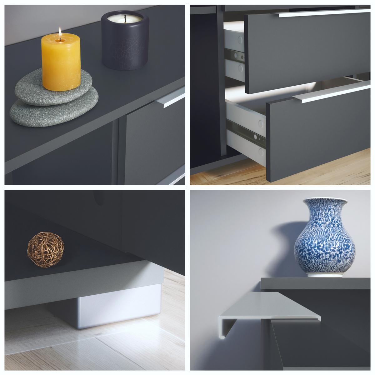 SIDEBOARD Linio Avola-Anthrazit - Anthrazit, Holzwerkstoff (138.5/75.5/35cm) - Vladon