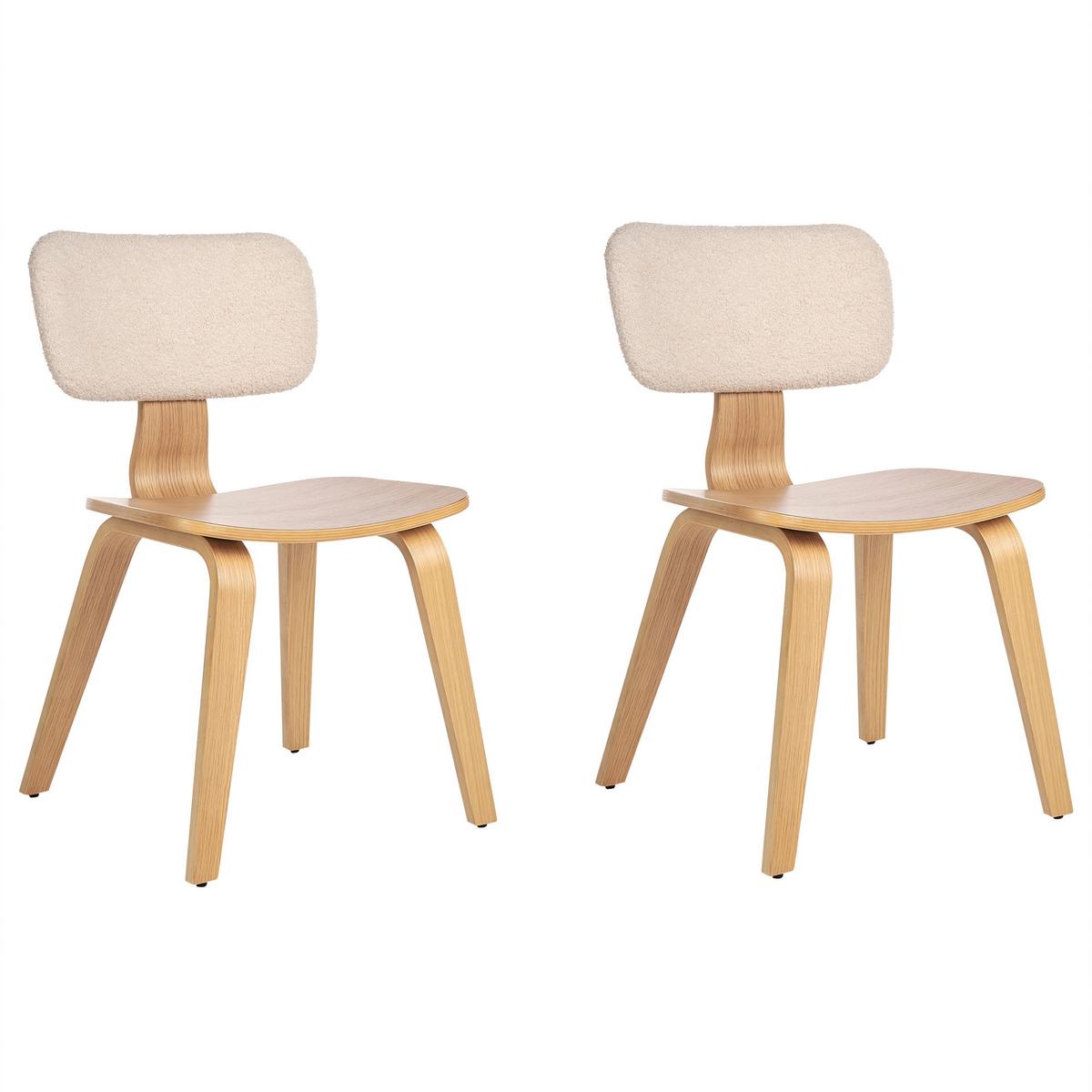ESSZIMMERSTUHL 2er-Set Hellbeige/Hellbraun Lucinda - Hellbraun/Beige, Textil (49/79/55cm) - Beliani