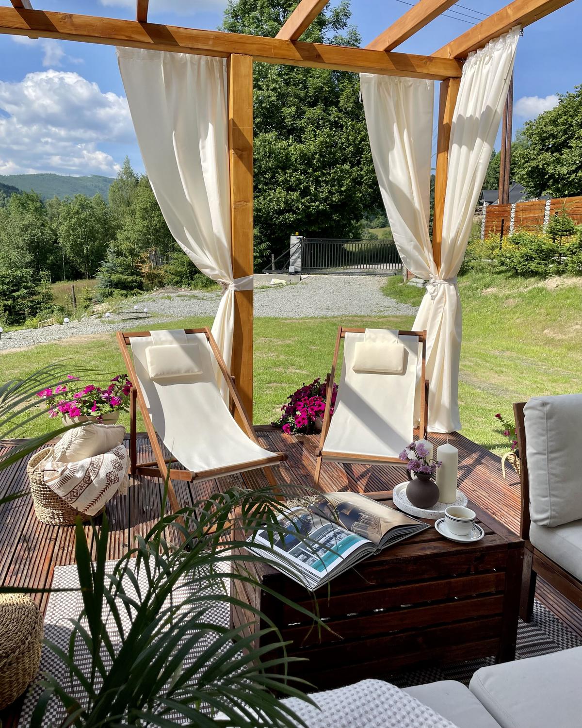 GARTENLIEGE 2er-Set mit 2 Ersatzstoffbezügen dunkelbraun/weiß Avellino - Dunkelbraun/Weiß, Textil (54/70/97cm) - Beliani