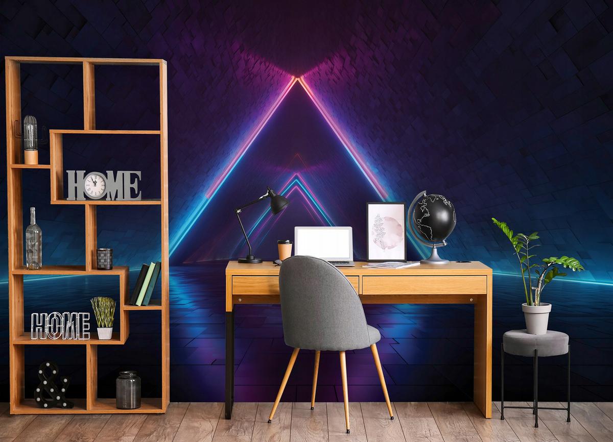 FOTOTAPETE Abstrakt Gaming Blau 200x140 cm - Multicolor, Papier (200/140cm) - Wallarena