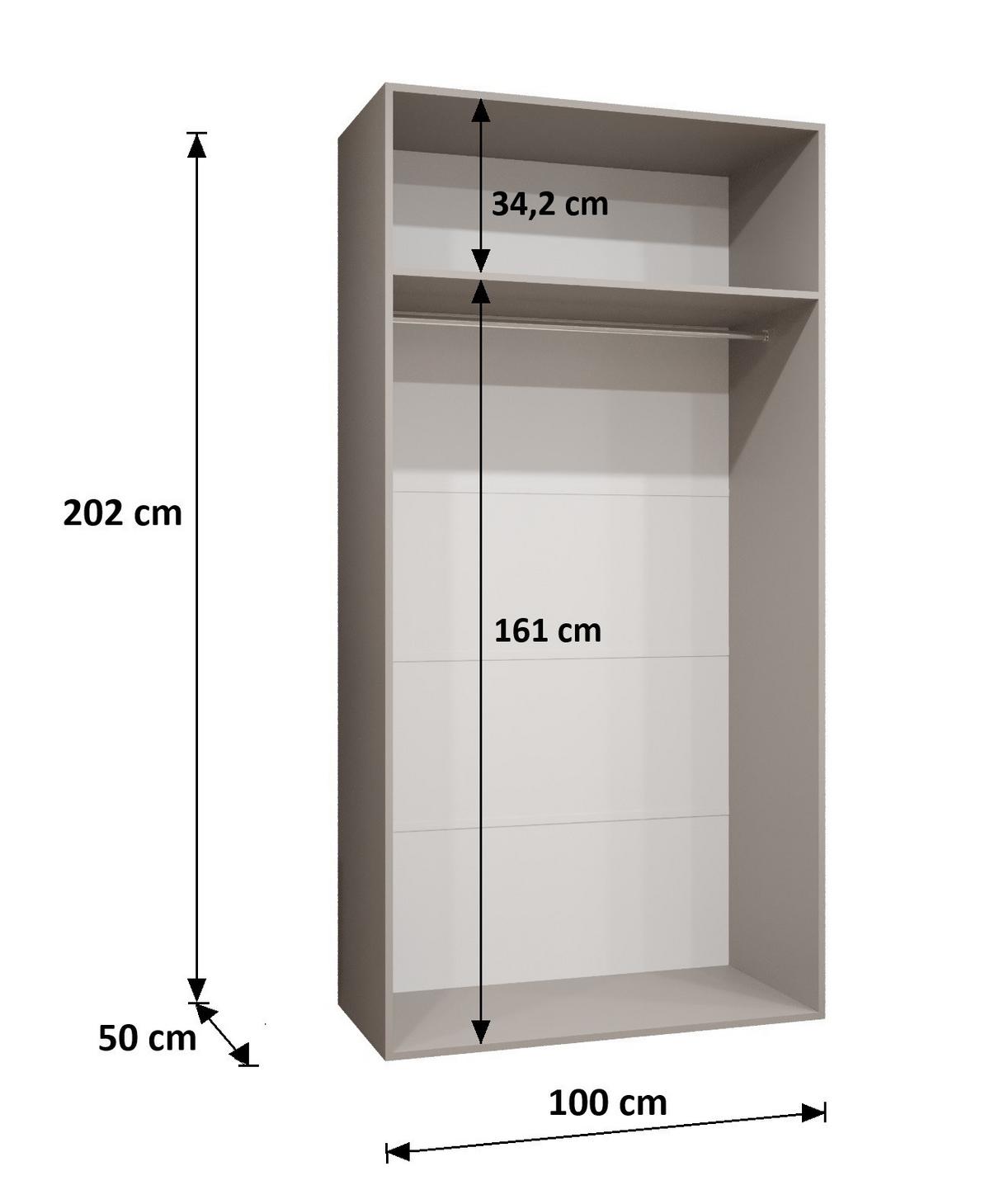 DREHTÜRENSCHRANK 202/100/52 2-türig - Kaschmir/Goldfarben, Holz (100/202/52cm) - MÖBEL KRYSPOL